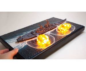 USS Missouri firing guns Diorama